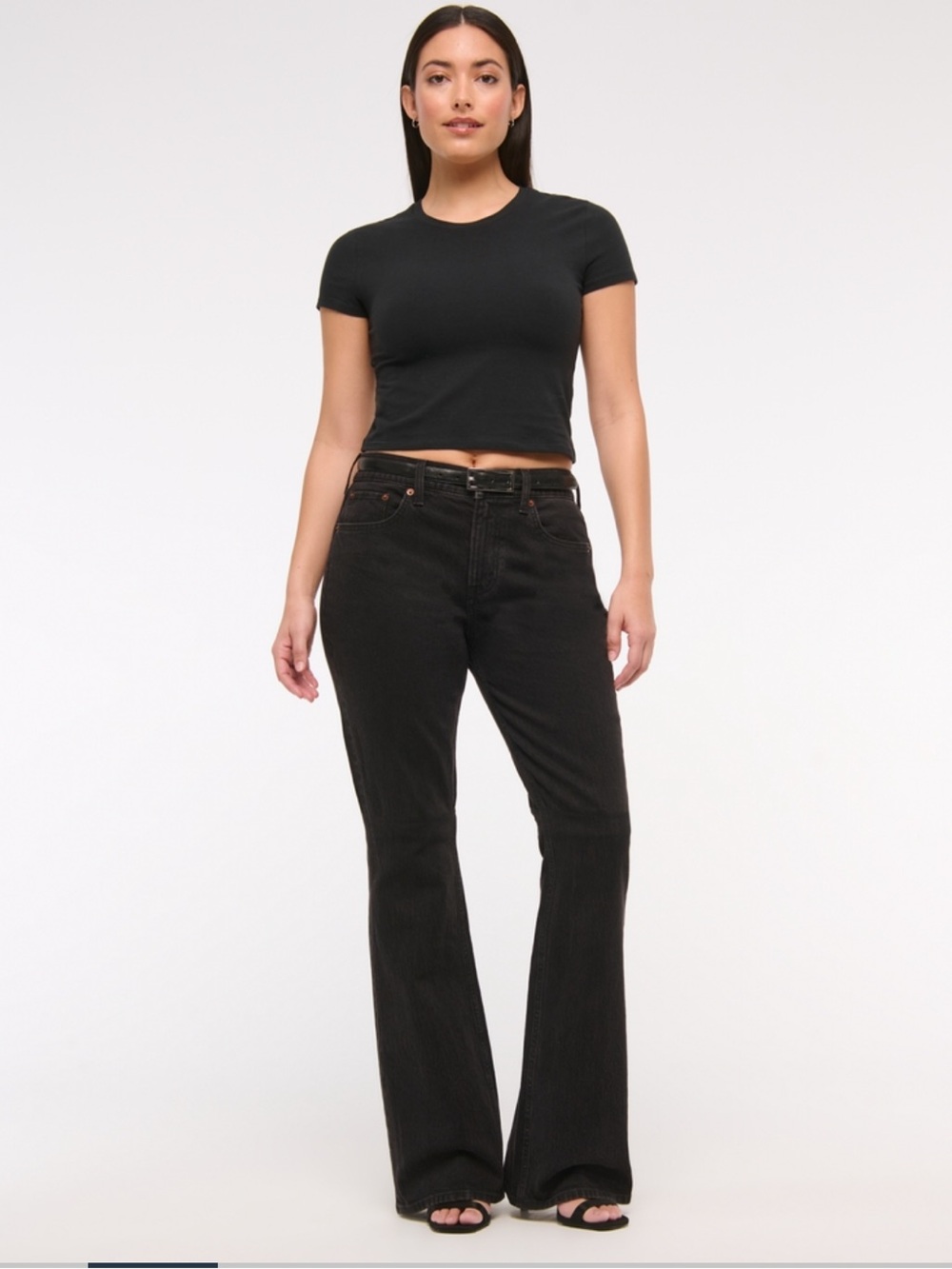 Abercrombie & Fitch Curve Love Mid Rise Bootcut Jeans in black